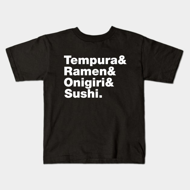 Japanese Foods (Tempura & Ramen & Onigiri & Sushi.) Kids T-Shirt by tinybiscuits